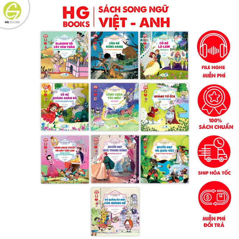 Ảnh Truyện Tranh Cổ tích Song Ngữ Thiếu Nhi Nổi Tiếng tặng kèm file nghe audio Lẻ Cuốn 1