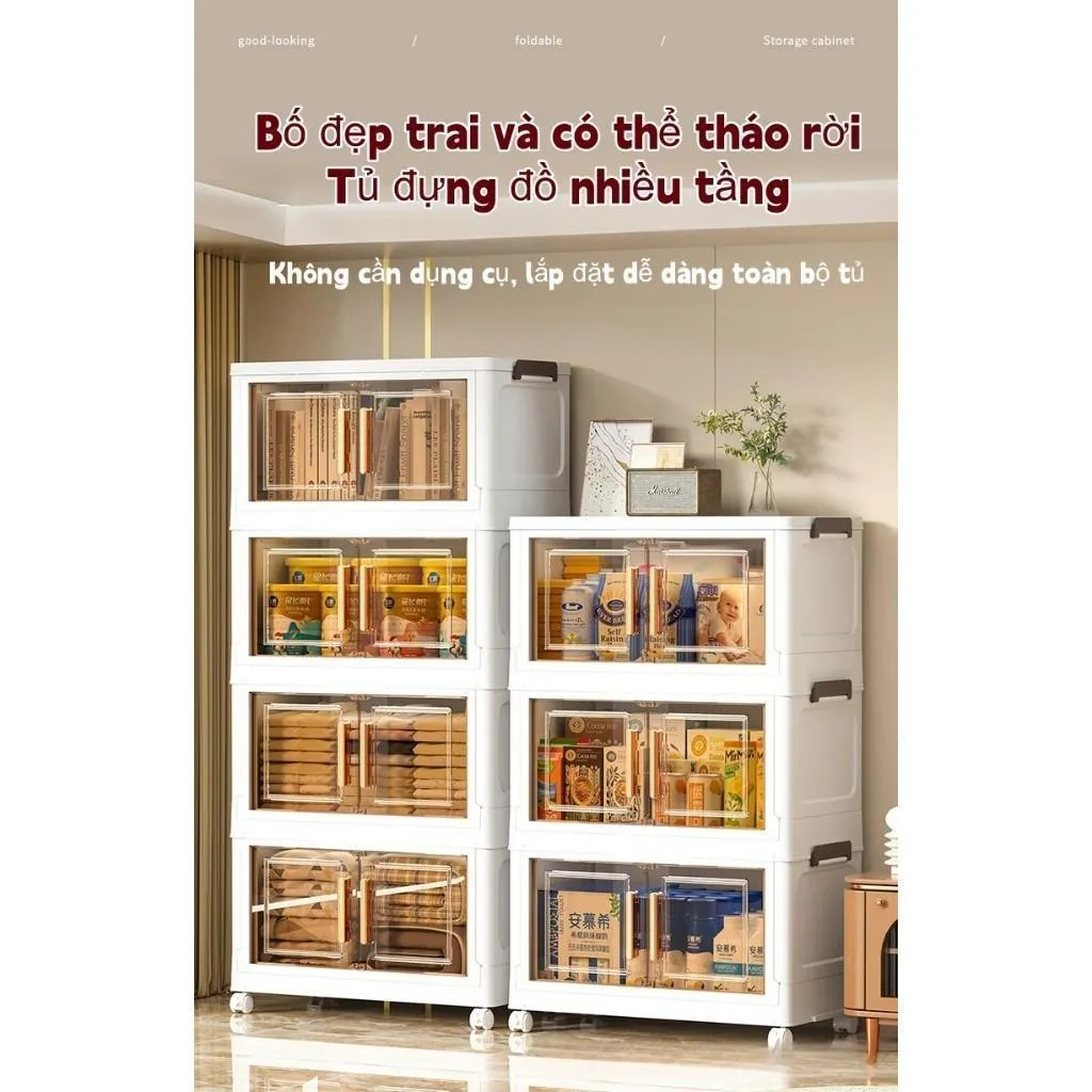 Ảnh Tủ nhựa gấp không cần lắp đặt, tủ đựng đồ phòng ngủ bằng nhựa, chất liệu pp cao cấp không mùi 2