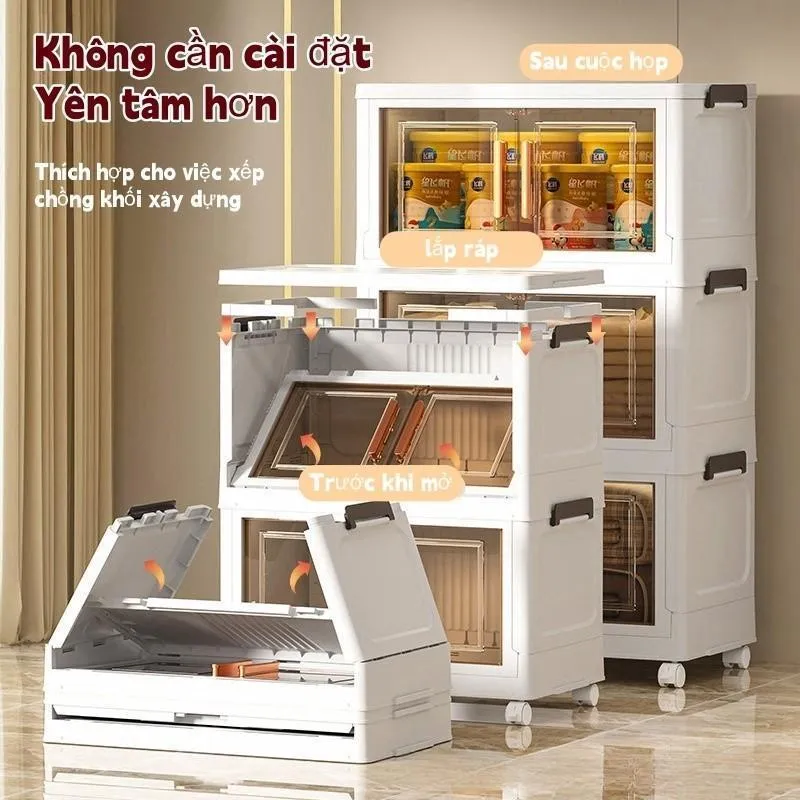 Ảnh Tủ nhựa gấp không cần lắp đặt, tủ đựng đồ phòng ngủ bằng nhựa, chất liệu pp cao cấp không mùi 3
