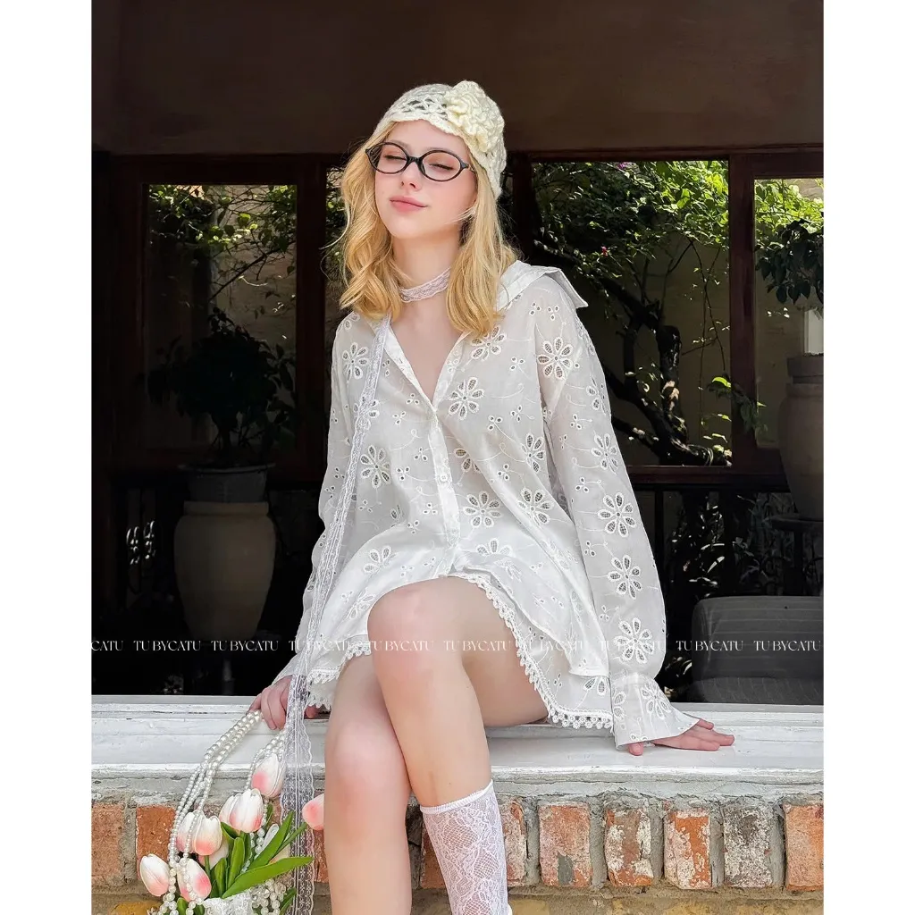 Ảnh TUBYCATU | Áo và chân váy ren trắng Kiera white 3