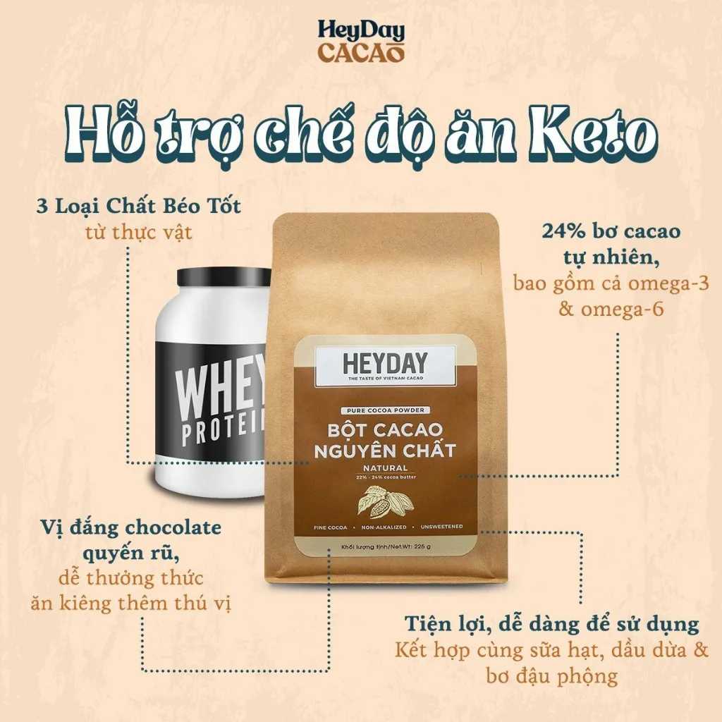 Ảnh Túi 500g Bột Cacao Nguyên Chất Việt Nam 100%, Dòng Natural Không Kiềm Hóa - Heyday Cacao 2