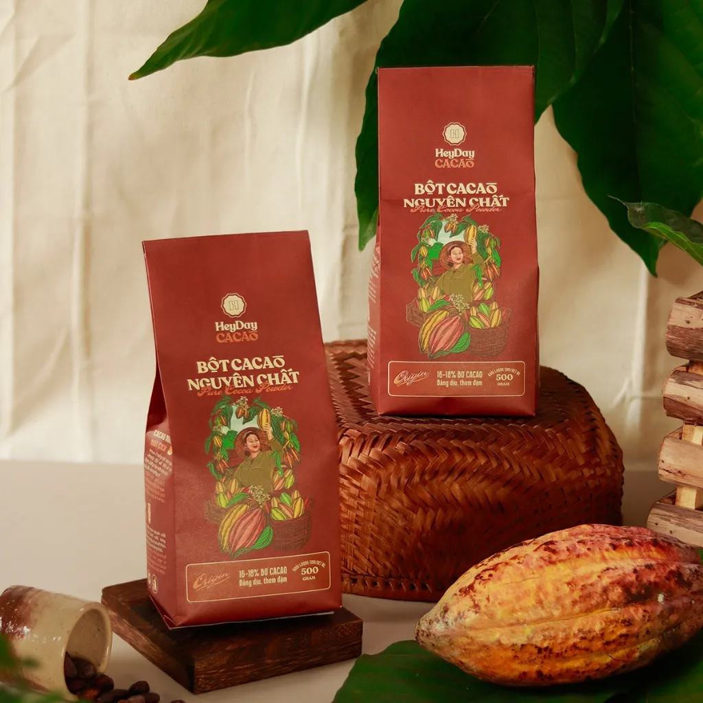 Ảnh Túi 500g Bột cacao nguyên chất Việt Nam 100% không đường Heyday - Dòng Origin thượng hạng 4