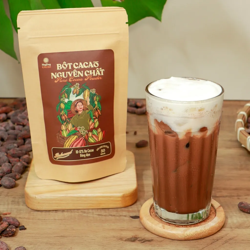 Ảnh Túi 50g Bột cacao nguyên chất Việt Nam 100% Heyday - Dòng Balanced phổ thông - Mẫu 2024 2