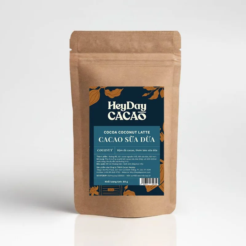 Ảnh Túi 80g Bột cacao sữa dừa Heyday - Thơm béo sữa dừa nguyên chất sấy phun theo công nghệ Đan Mạch 1