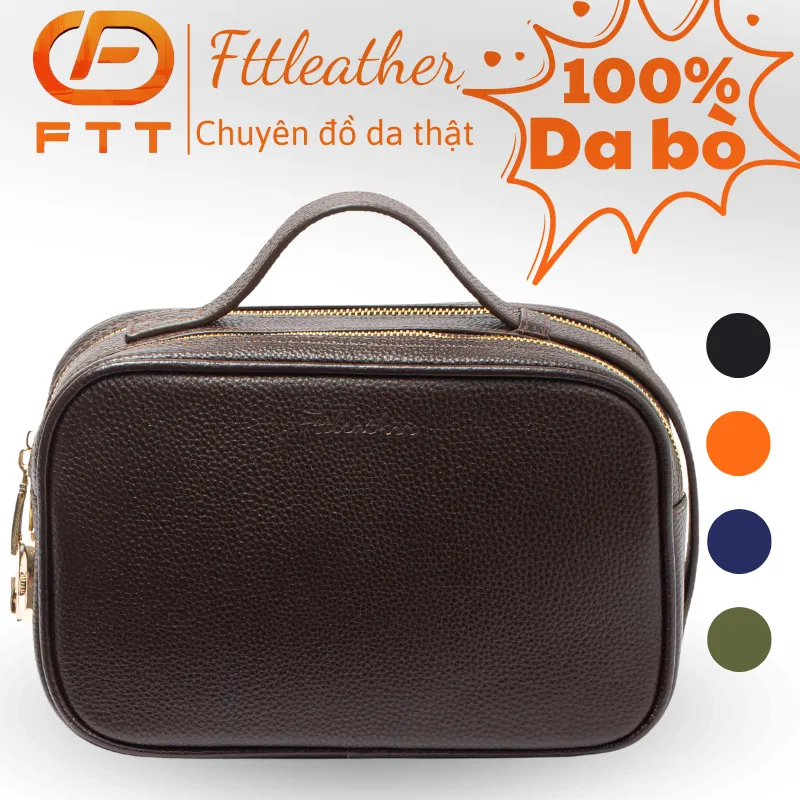 Ảnh Túi cầm tay nam kết hợp đeo chéo Golf FTT Da bò 2 ngăn khóa kéo và khóa số kích thước 25.5x15x9cm 1