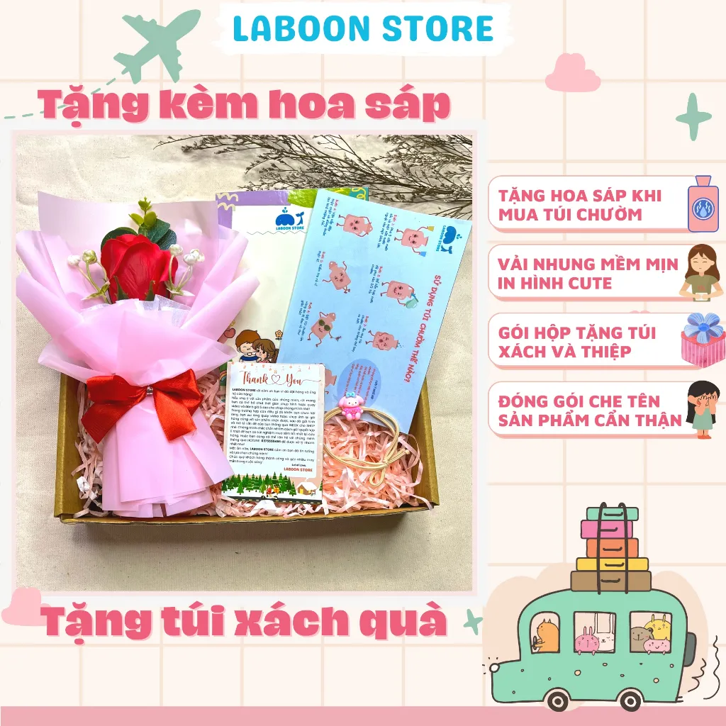 Ảnh Túi chườm ấm đa năng LABOON chất liệu cao su PVC 1000ml giữ nhiệt sưởi ấm đa năng lông nhung mềm mại 3