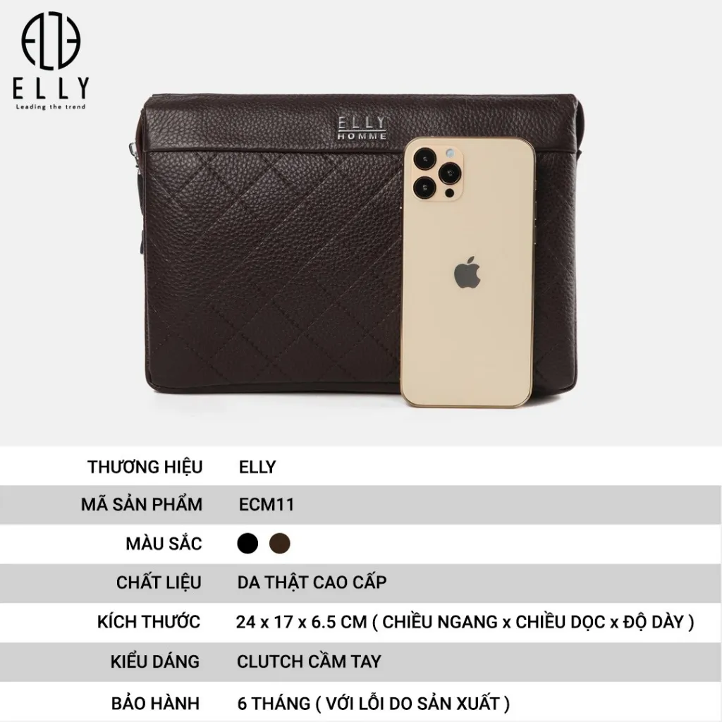 Đánh Giá Túi Clutch Nam Da Thật ELLY HOMME ECM11: Sang Trọng, Tiện Lợi & Đẳng Cấp