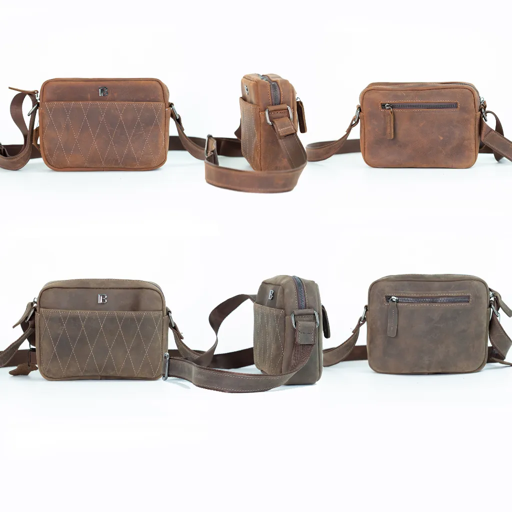 Ảnh Túi đeo chéo da bò Saturn Bụi Leather DC111a Da bò Nappa cao cấp 4