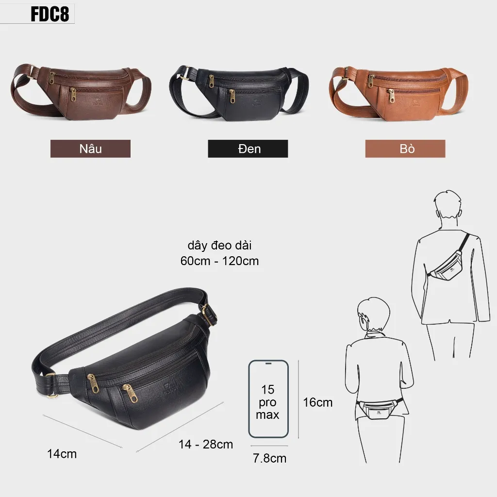 Ảnh Túi đeo chéo bao tử thời trang unisex FA DO DA FDC8 2