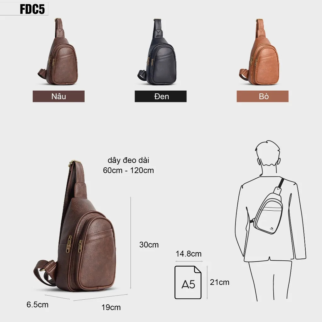 Ảnh Túi đeo chéo da đa năng Fadoda FDC5 nhiều màu da tổng hợp độc quyền của hãng 2