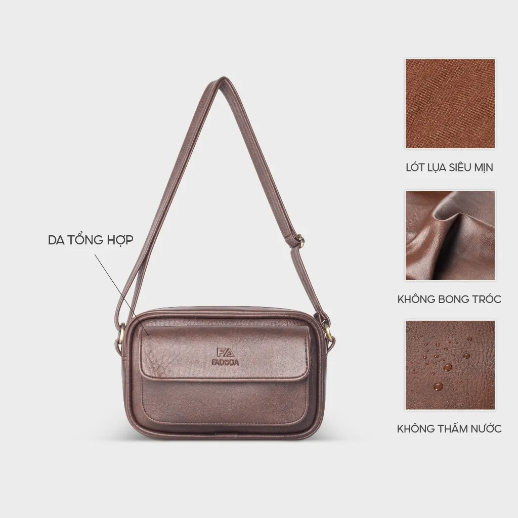 Ảnh Túi đeo chéo da Unisex dáng ngang FADODA FN11 3