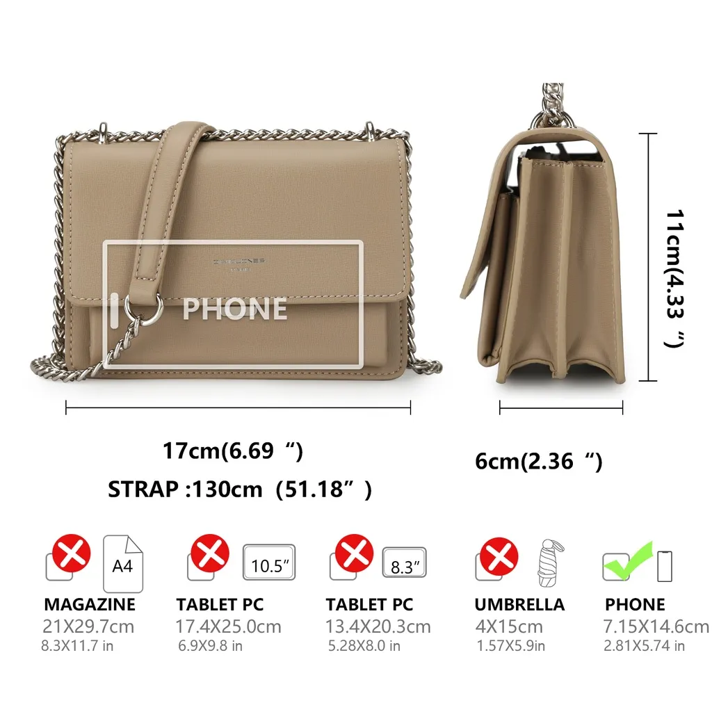 Ảnh Túi đeo chéo DAVID JONES phong cách paris nắp gập thời trang dành cho nữ 4