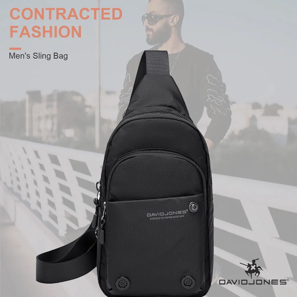 Ảnh Túi đeo chéo DAVID JONES trước ngực da pu phong cách pháp thời trang dành cho nam 2