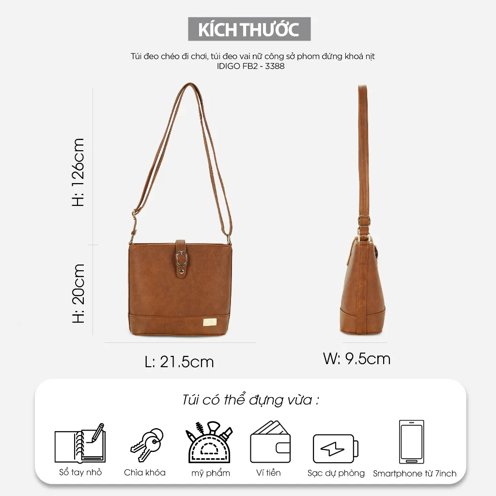 Ảnh Túi đeo chéo đi chơi phom đứng IDIGO FB2 - 3388 2