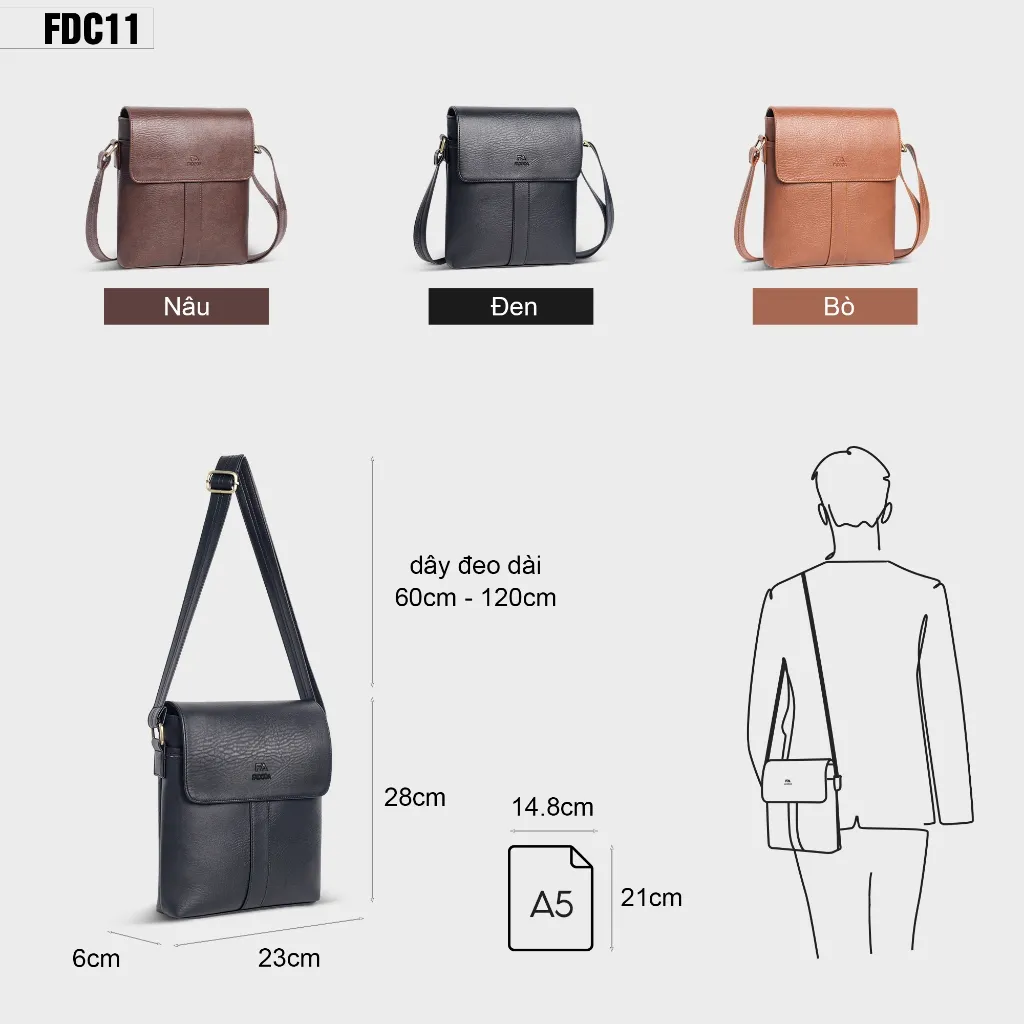 Ảnh Túi đeo chéo nam dáng đứng thời trang Fadoda FDC11 1