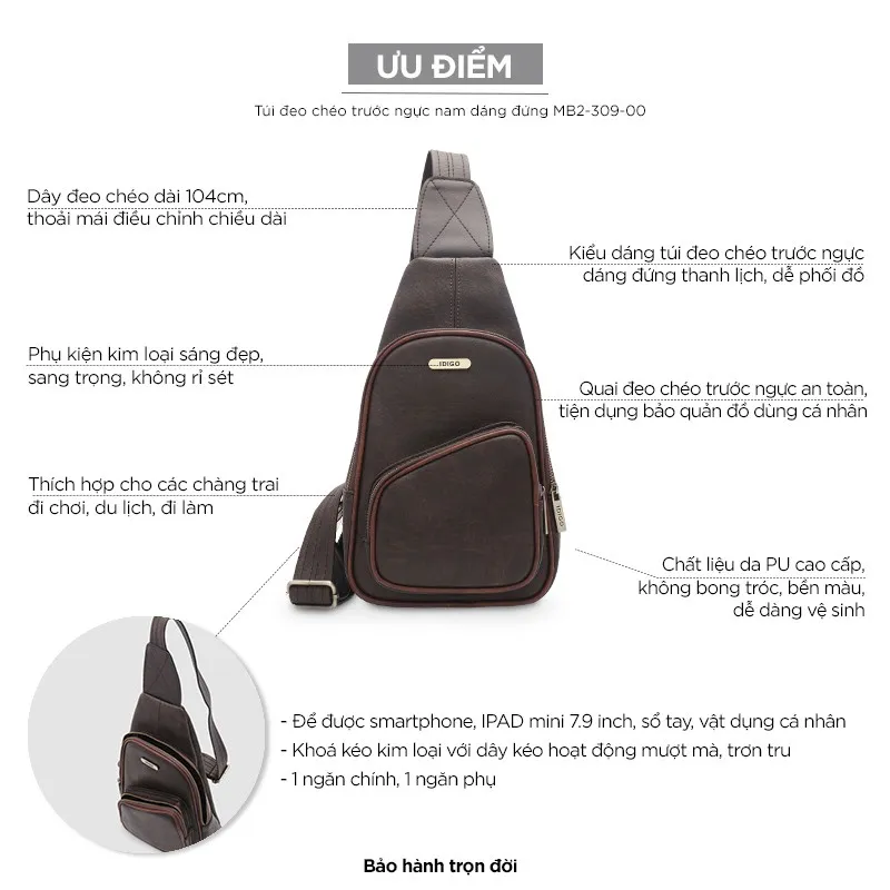 Ảnh Túi đeo chéo nam IDIGO MB2-309-00 3