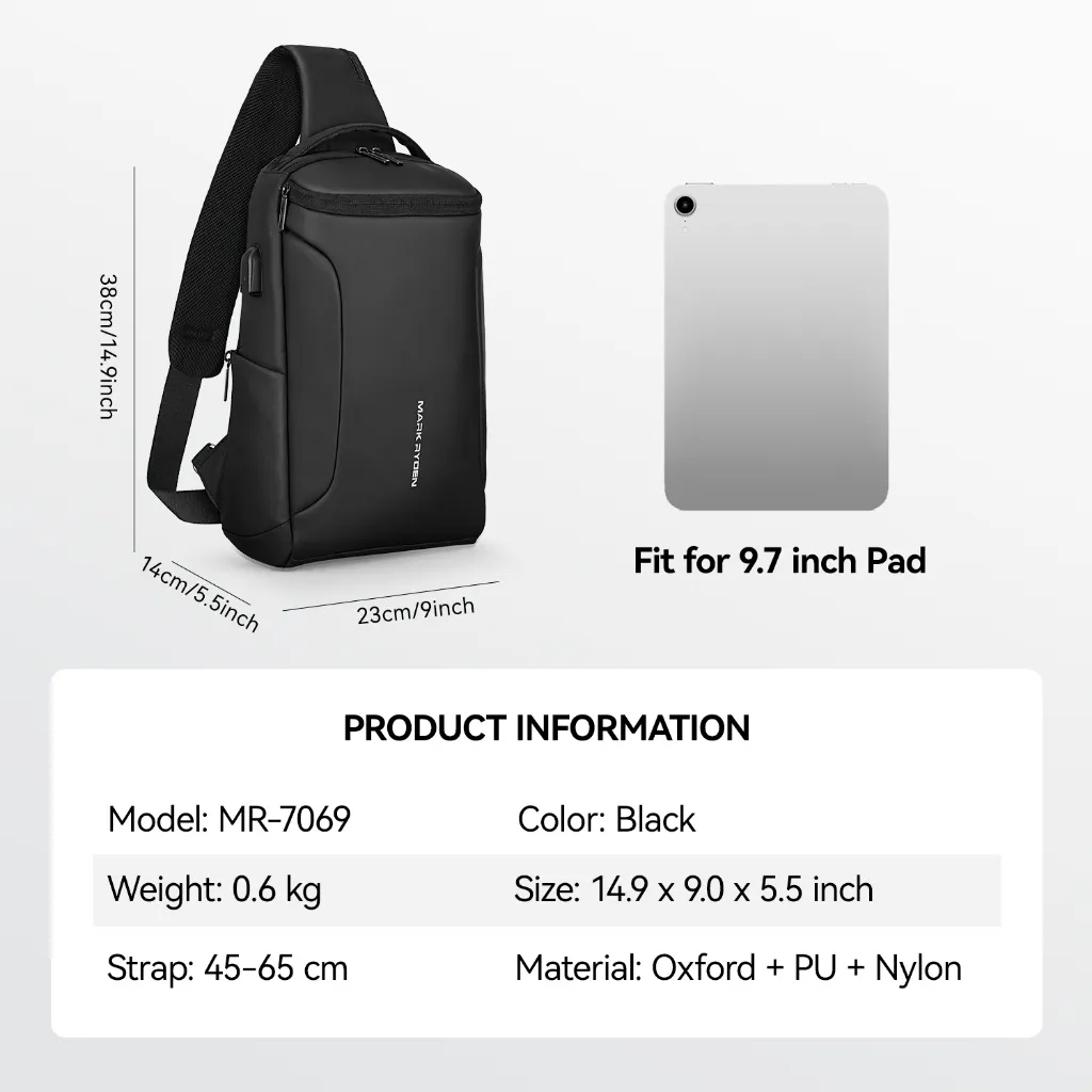 Ảnh Túi Đeo Chéo Nam MARK RYDEN Cỡ Lớn Phù Hợp Với Miếng Đệm 12 inch 2