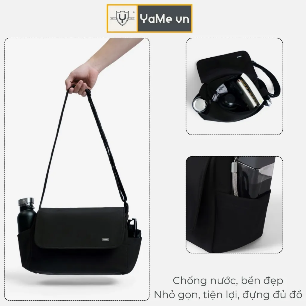 Ảnh Túi Đeo Chéo Nam Màu Đen Đơn Giản Đi Học Đi Chơi Thương Hiệu Y2010 Cosmo 34 22279 |YaMe| 1
