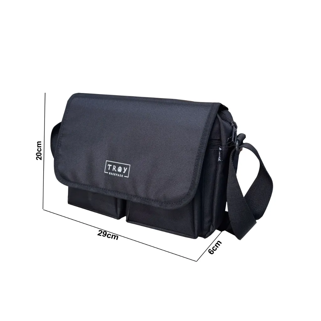 Ảnh Túi đeo chéo nam nữ thời trang TROY IBOX vải bố chống thấm nước, size 29 x 20 x 6cm nhiều ngăn 3