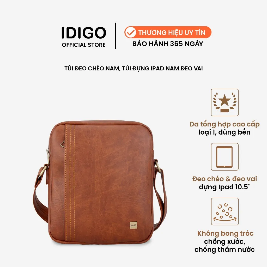 Ảnh Túi đeo chéo nam phom vuông cá tính IDIGO MB2-334-00 1