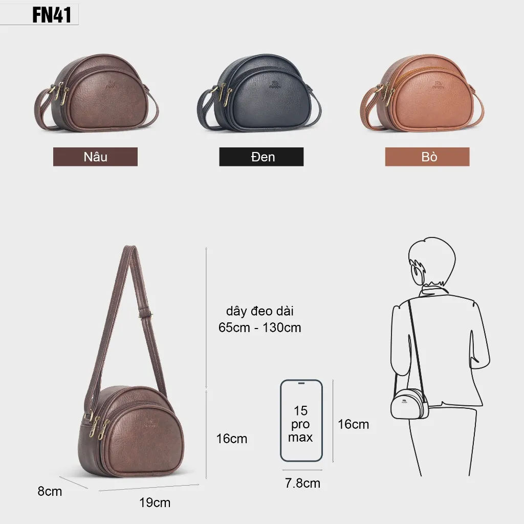 Ảnh Túi đeo chéo nữ mini dáng bầu thời trang Fadoda FN41 2