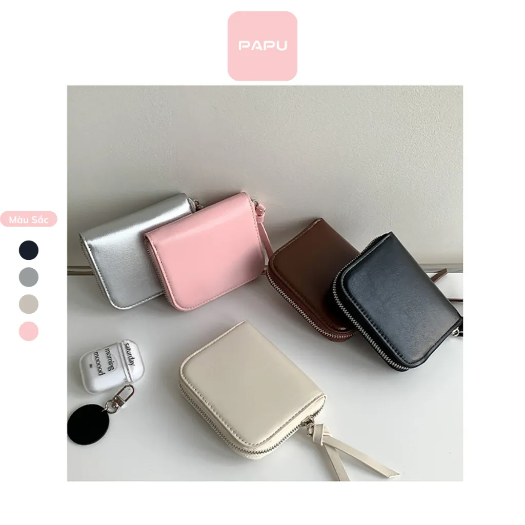 Ảnh Túi Đeo Chéo Nữ Mini Size 12.5cm PAPU TN01 Da PU Phối Dây Xích Đeo Chéo  Cao Cấp  PAPU TN01 1