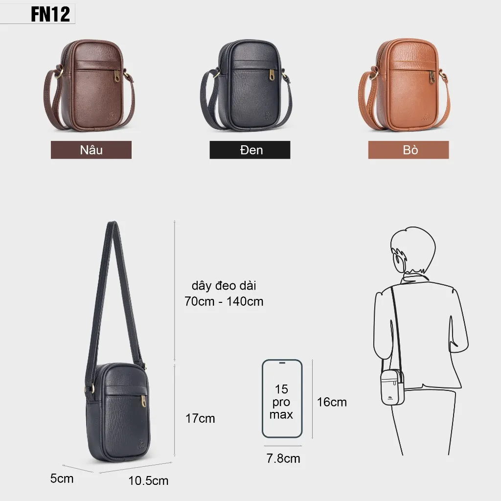 Ảnh Túi đeo chéo nữ đựng điện thoại thời trang FADODA FN12 2