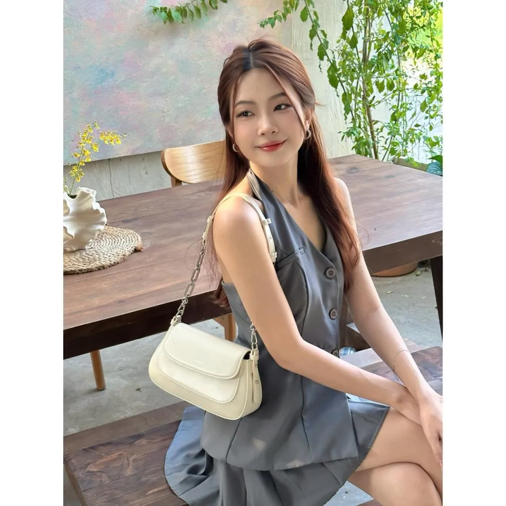 Ảnh Túi Đeo Vai Hobo Nắp Gập Chain Handle White HAPAS - TDV24037 4