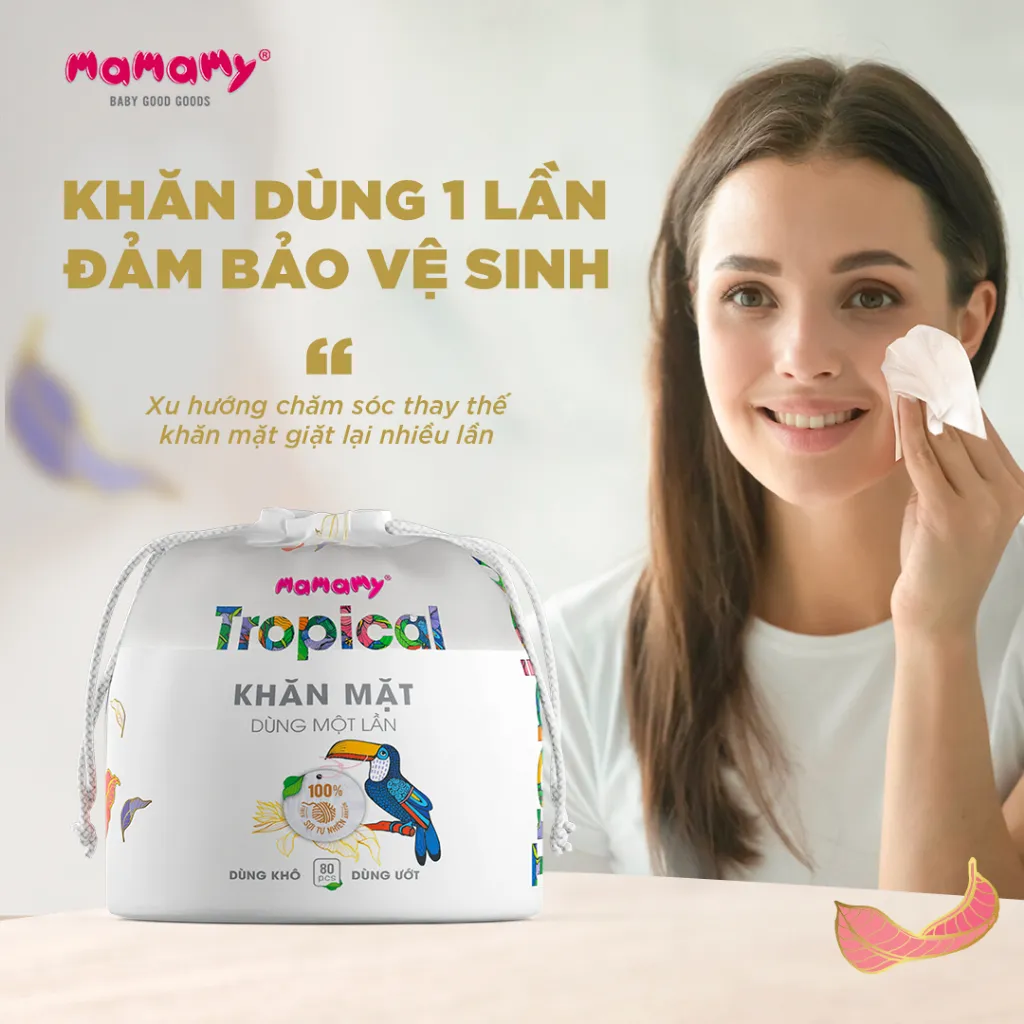 Ảnh Túi khăn mặt dạng cuộn Mamamy Tropical 80 tờ, Khăn giấy khô đa năng cao cấp, tự nhiên, mềm dai, sạch cực 4