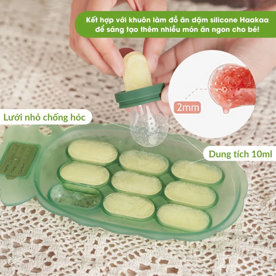 Ảnh Túi Nhai Ăn Dặm Chống Hóc Cao Cấp Cho Bé Silicone Haakaa, New Zealand. Núm Size L 4
