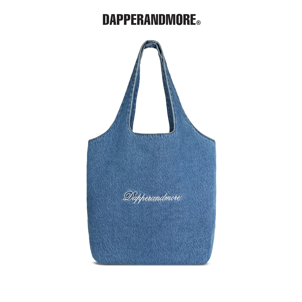 Ảnh Túi Tote Jean DAPPERANDMORE Embroidered Denim Tote - Chất Denim Dày Dặn Thêu Chữ Sắc Nét - D&M Urban 1