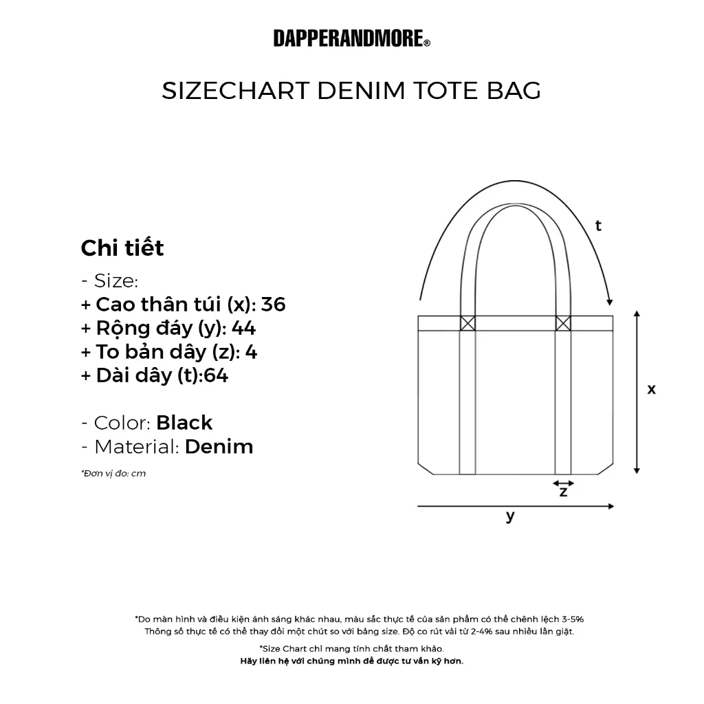 Ảnh Túi Tote Jean DAPPERANDMORE Có Khóa Kéo Chất Denim Dày Dặn Thiết Kế Tối Giản - Túi TOTE Bag Denim 3