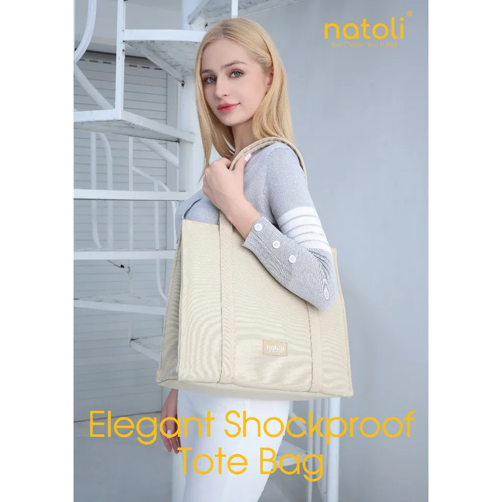 Ảnh Túi tote nữ có khóa kéo Thương hiệu NATOLI, đựng laptop, đeo vai cao cấp BST Elegant Shockproof Tote Bag T17 2