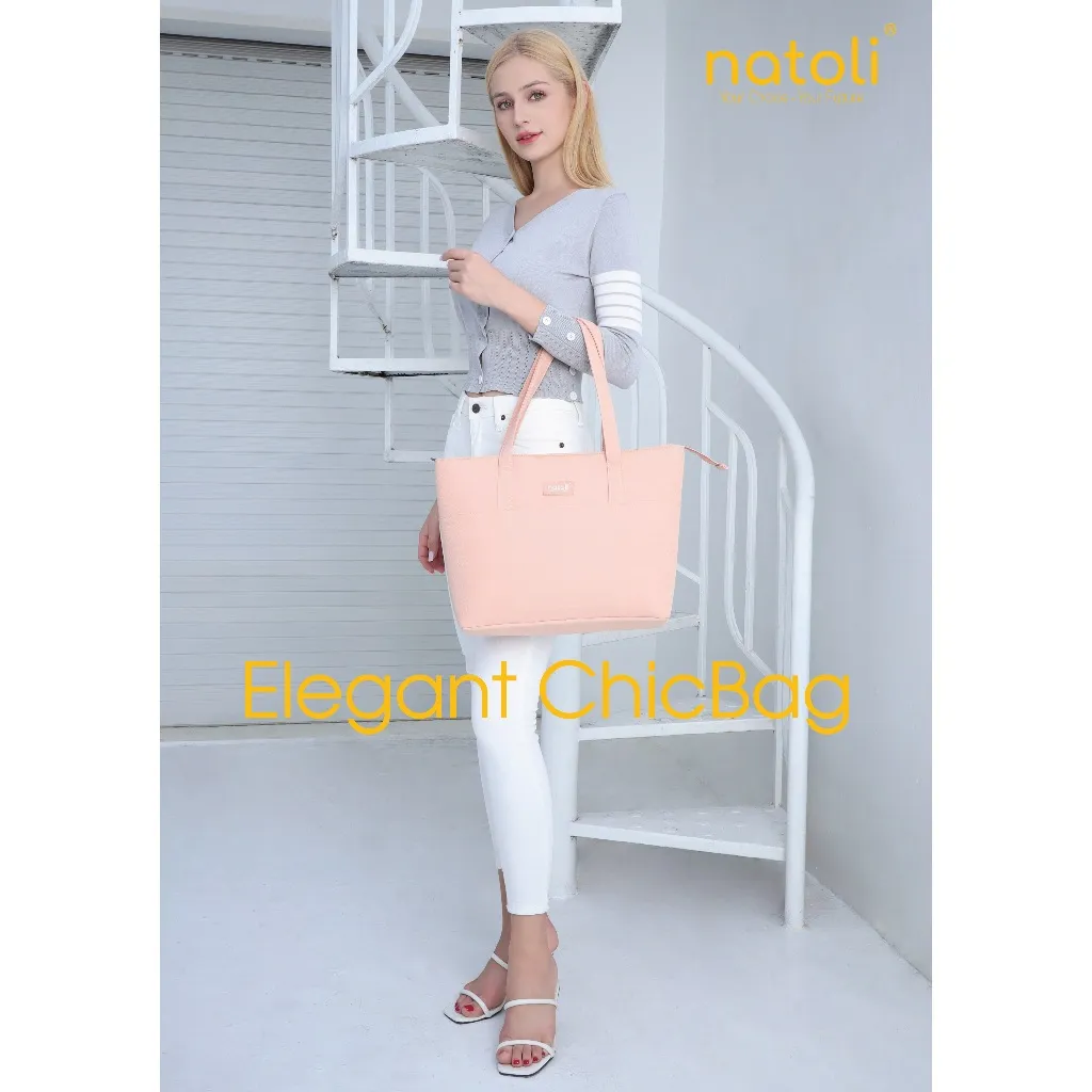 Ảnh Túi tote nữ thương hiệu NATOLI chất vải canvas nhiều ngăn chống nước tốt - BST Elegant Chicbag T4 3