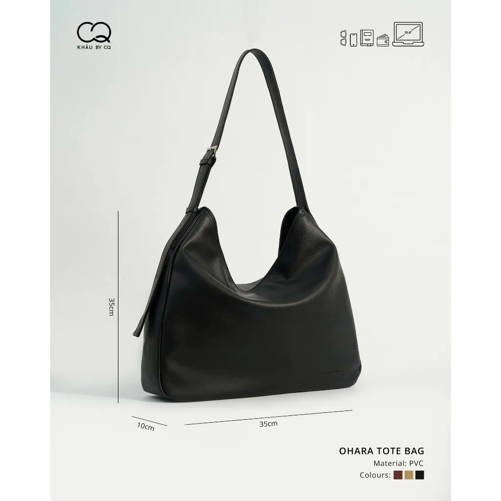 Ảnh Túi Tote OHARA da mềm có thể đeo chéo đa dung - Phong cách tối giản,đựng vừa Laptop 14 inch KHÂU BY CQ 4