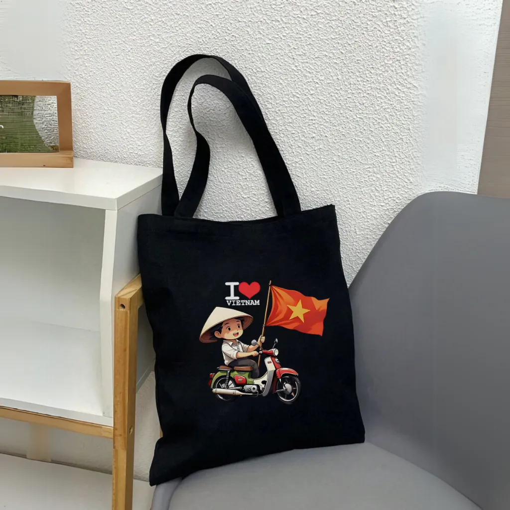 Ảnh Túi Tote Tôi yêu Việt Nam  - Túi vải canvas có túi phụ và khoá kéo đựng vừa A4 và laptop (33x37cm) - TOTE21 3