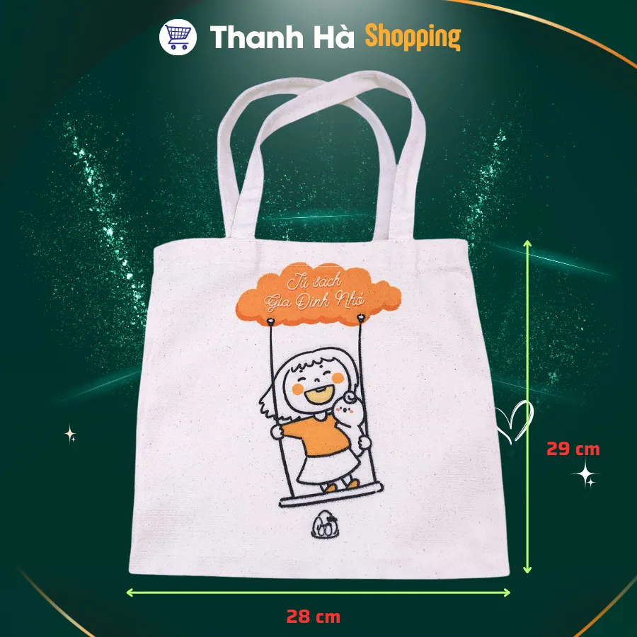 Ảnh Túi Tote Tủ sách Gia Đình Nhỏ 29x28 cm - đơn giản, tiện lợi và phong cách 1