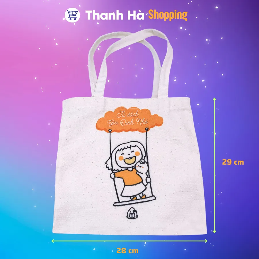 Ảnh Túi Tote Tủ sách Gia Đình Nhỏ 29x28 cm - đơn giản, tiện lợi và phong cách 3