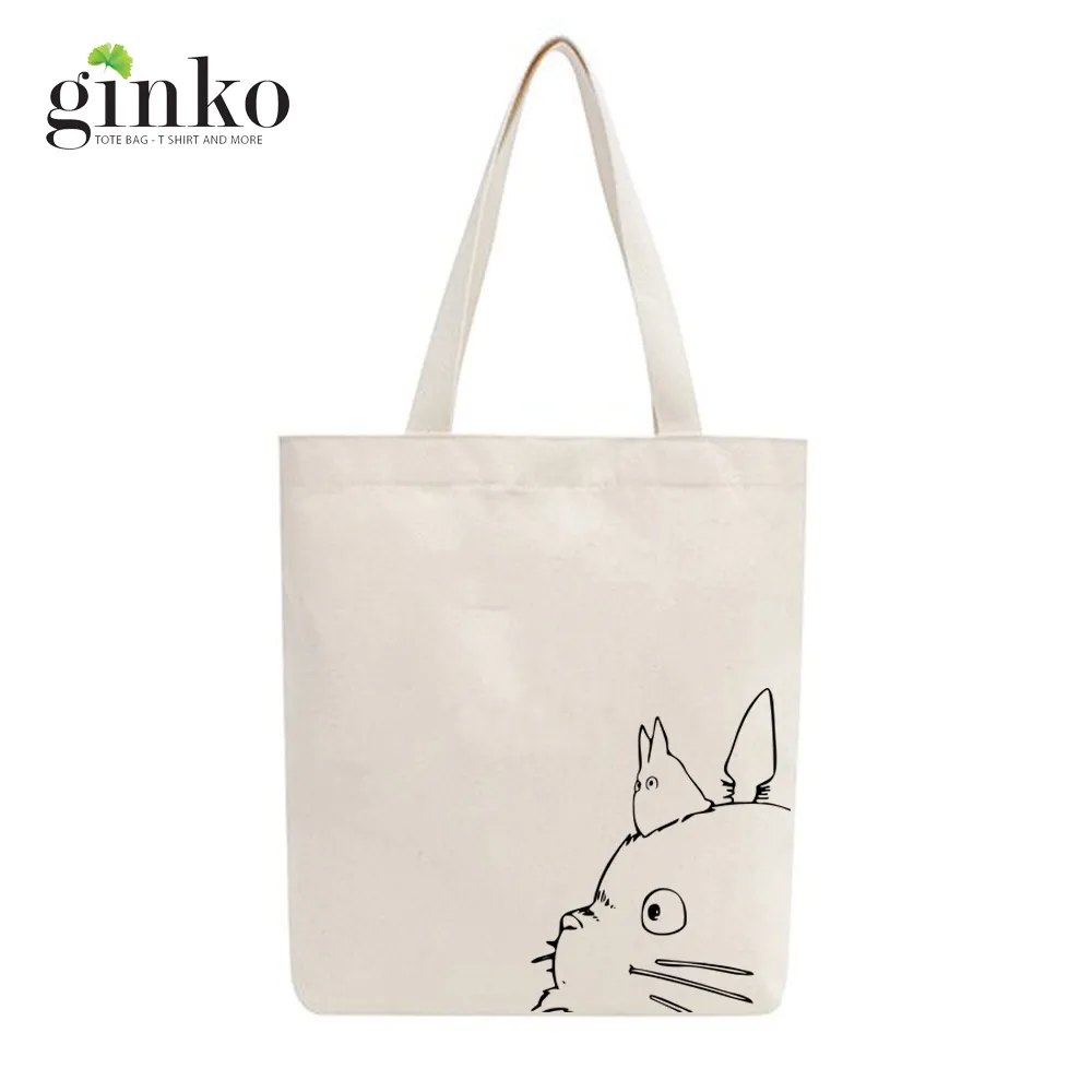 Ảnh Túi tote Vải Canvas GINKO Kiểu Basic có dây kéo khóa ( túi con bên trong ) In Hình Totoro M47-G127 2