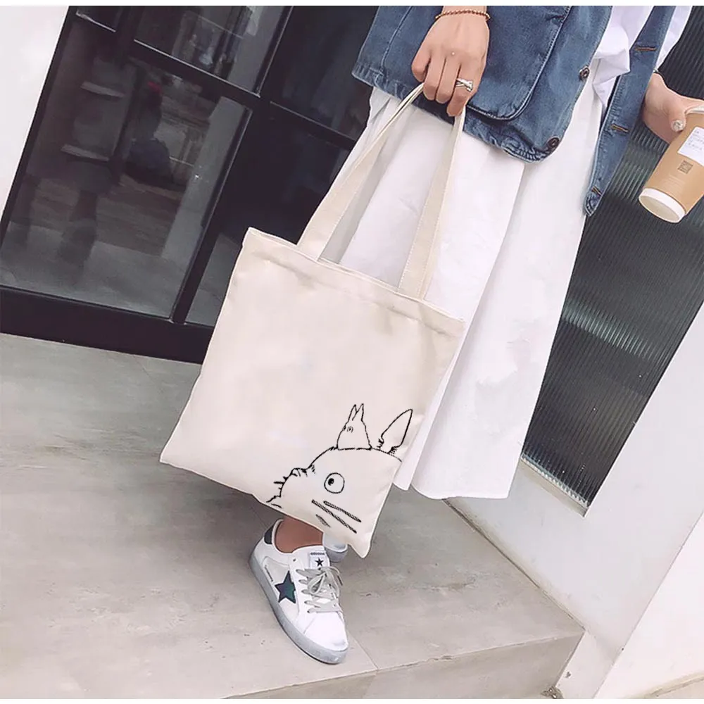 Ảnh Túi tote Vải Canvas GINKO Kiểu Basic có dây kéo khóa ( túi con bên trong ) In Hình Totoro M47-G127 4