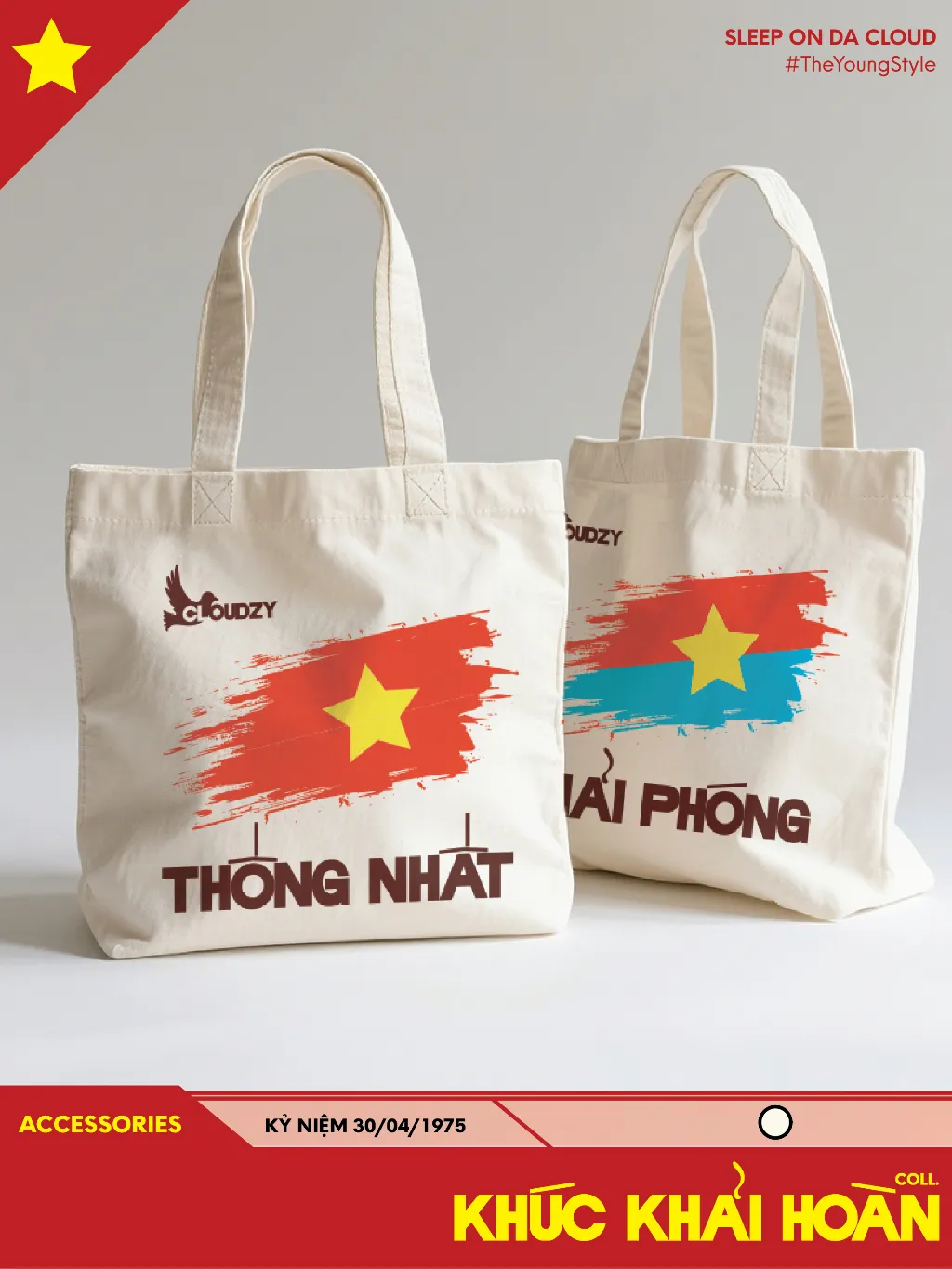 Ảnh Túi Tote vải Canvas nữ nam dày dặn in hình Giải Phóng Miền Nam 30/4 Cloudzy 1