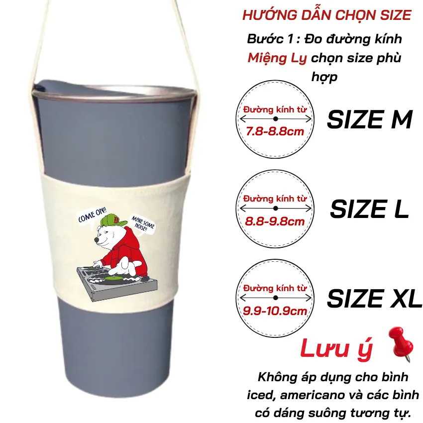 Ảnh Túi treo ly, cốc (Cup Holder) Ginko Canvas in hình gấu teddy ( nhiều mẫu) 4