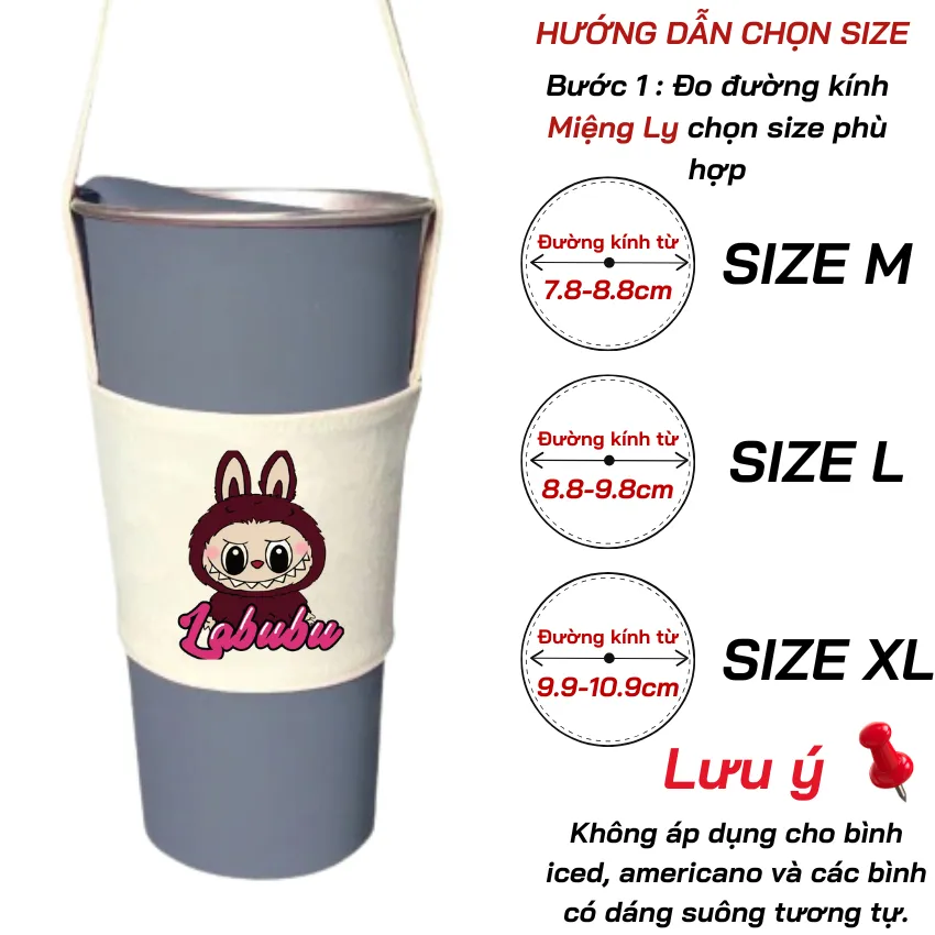 Ảnh Túi treo ly cốc (cup holder) Ginko Canvas in hình LABUBU ( nhiều size) 3
