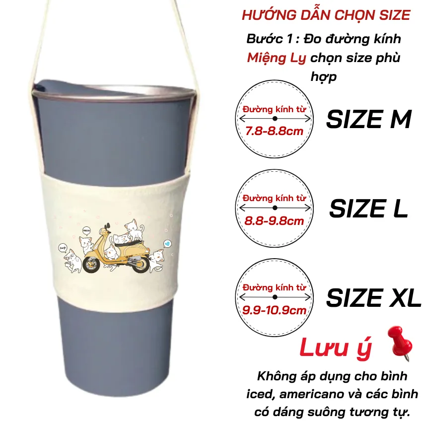 Ảnh Túi treo ly, cốc (Cup Holder) Ginko Canvas in hình cute ( nhiều mẫu) 1