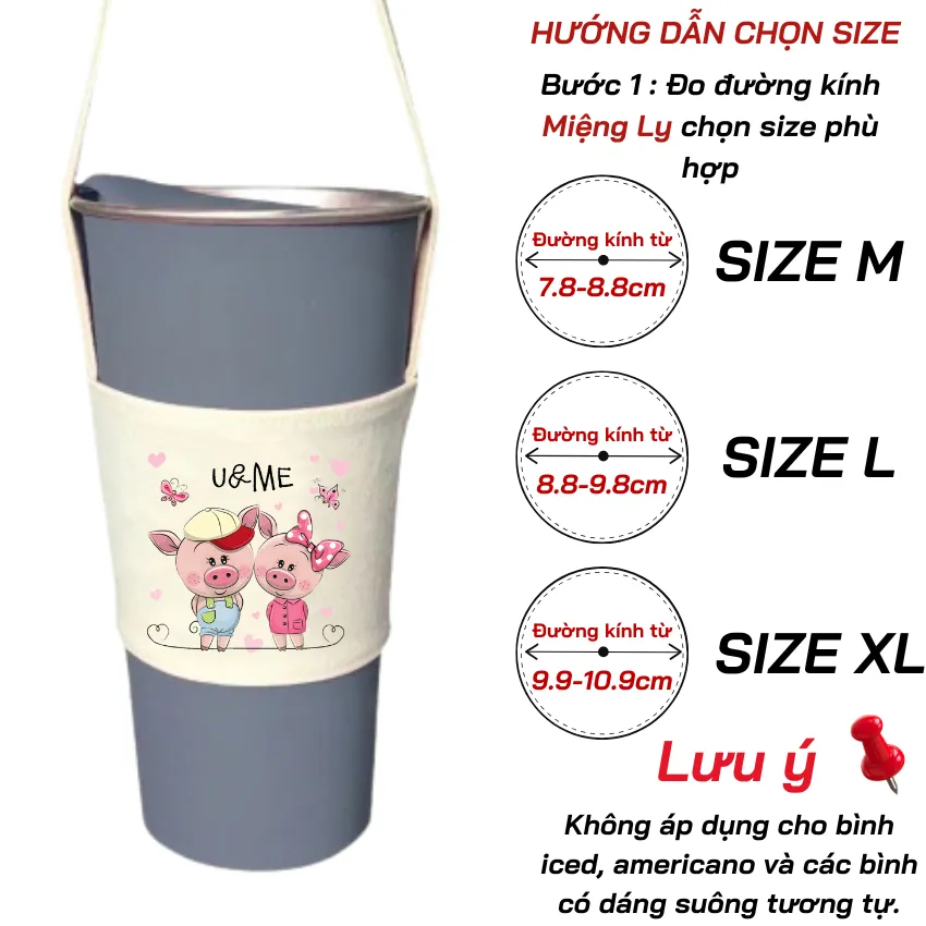 Ảnh Túi treo ly, cốc (Cup Holder) Ginko Canvas in hình cute ( nhiều mẫu) 2