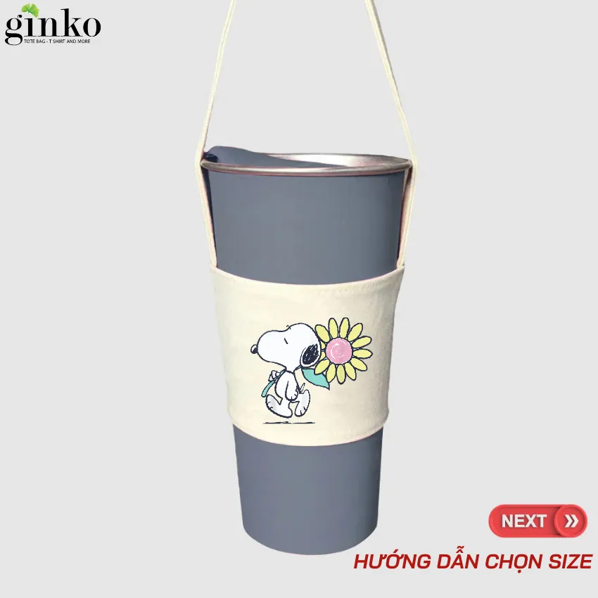 Túi Treo Ly Cốc Ginko Canvas Snoopy Cute - Xinh Xắn, Tiện Lợi & Eco-Friendly