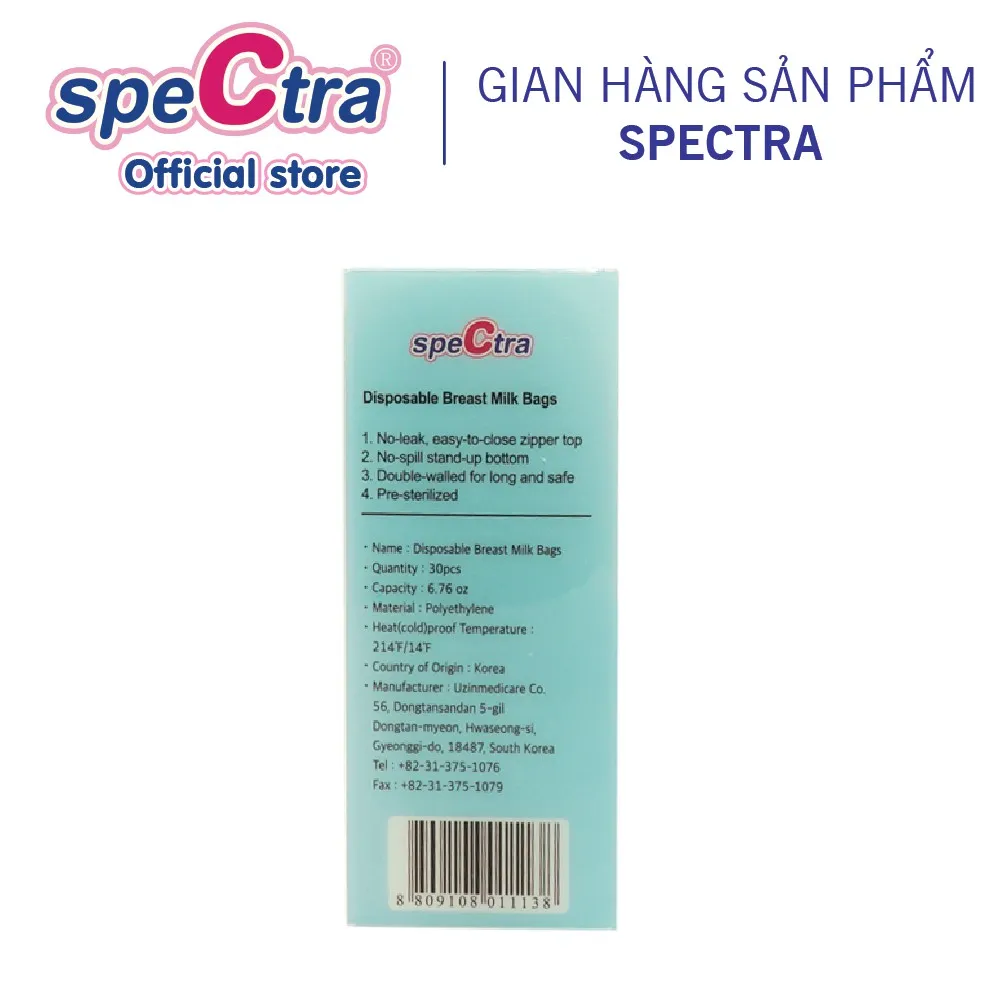 Ảnh Túi Trữ Sữa Spectra Cảm Ứng Nhiệt 200ml (30 Túi/ Hộp) 3