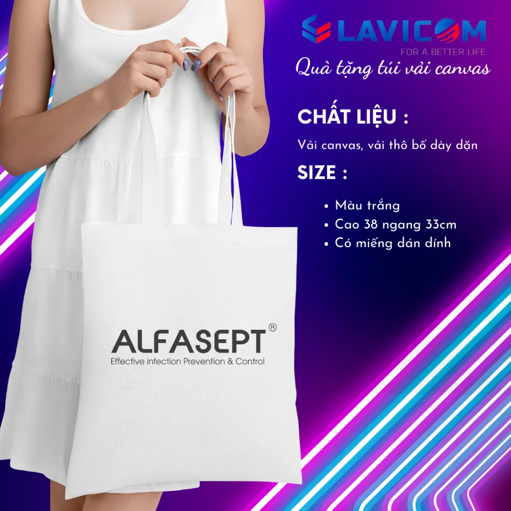 Ảnh Túi Vải Canvas ALFASEPT Màu Trắng Phù Hợp Đi Học Và Đi Chơi 3