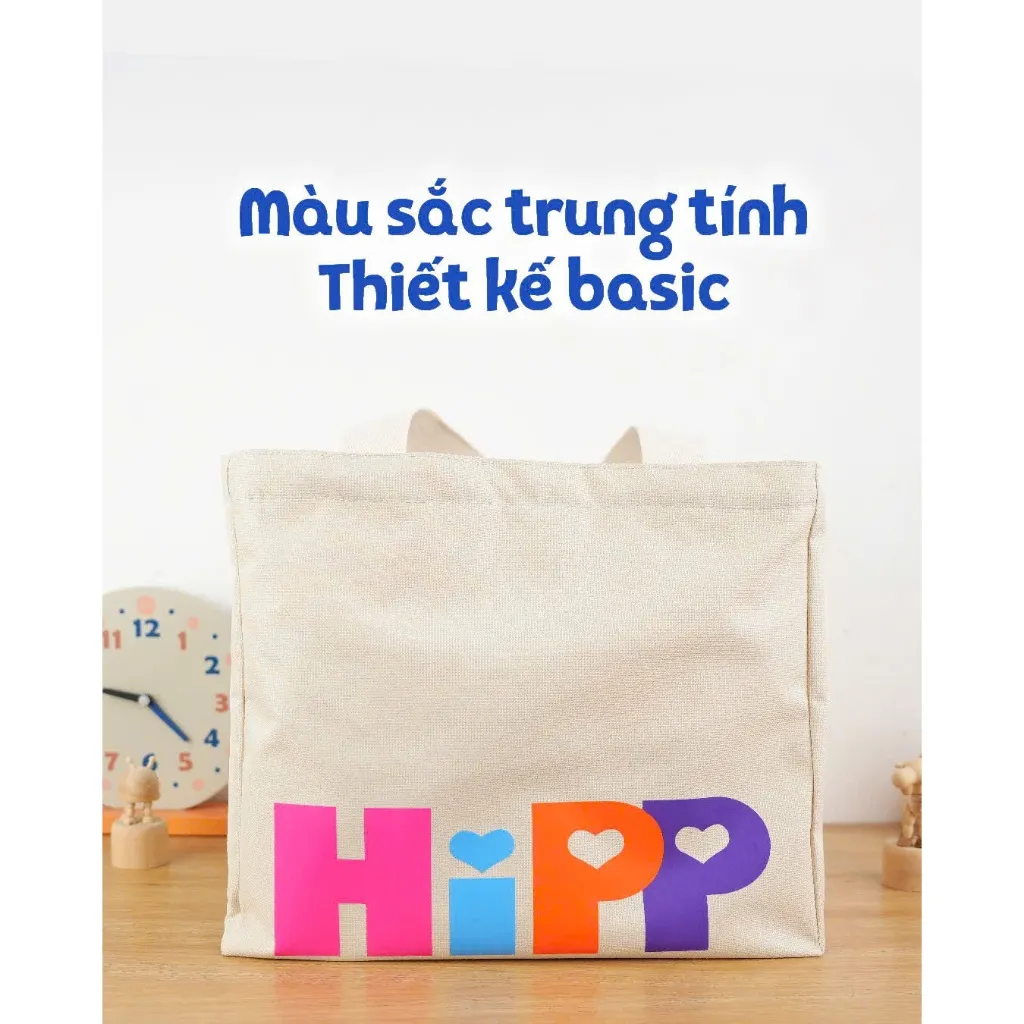 Ảnh Túi vải canvas HiPP cỡ lớn đa năng cho mẹ bỉm sữa, có khóa kéo, mang đi sinh, đi làm, đi chơi... 2