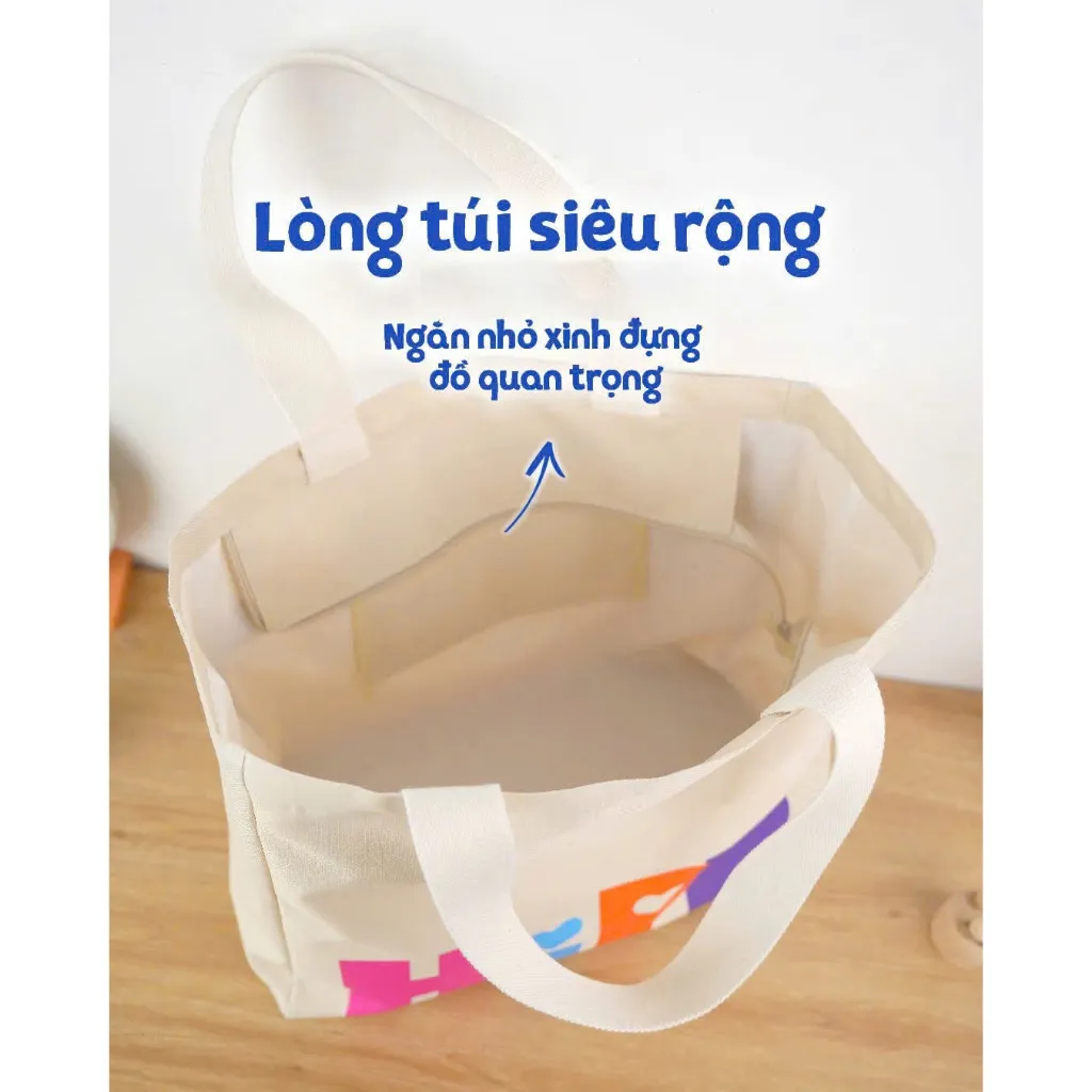 Ảnh Túi vải canvas HiPP cỡ lớn đa năng cho mẹ bỉm sữa, có khóa kéo, mang đi sinh, đi làm, đi chơi... 3